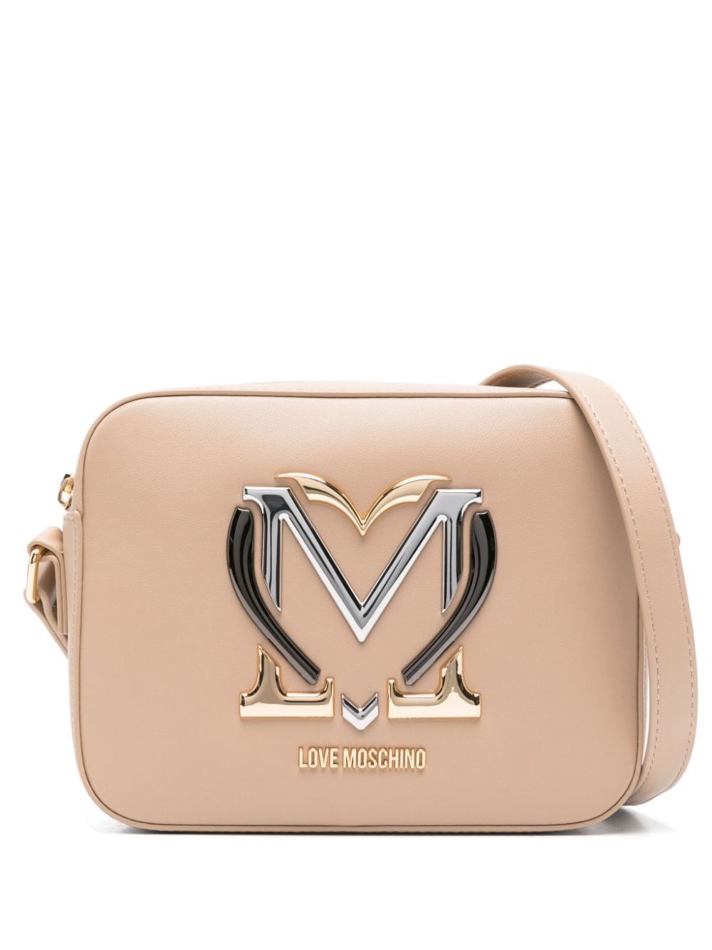 Shop Love Moschino Logo-lettering Shoulder Bag In Neutrals