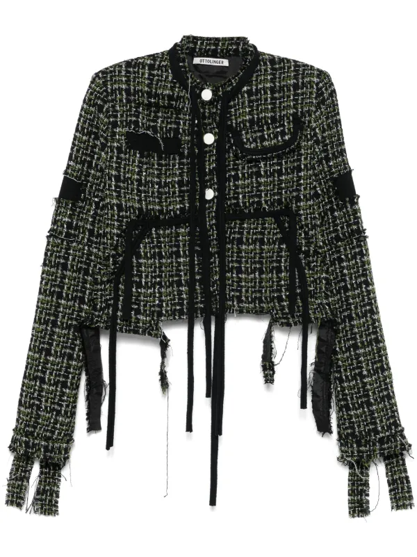 Ottolinger Deconstructed Tweed Jacket | Black | FARFETCH