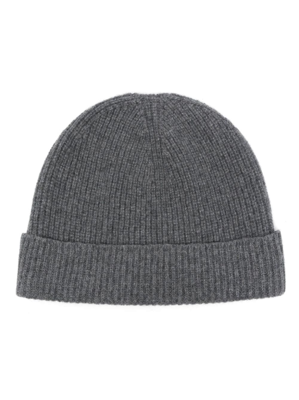 Shop Sunspel Cashmere Ribbed Beanie Hat In Grey