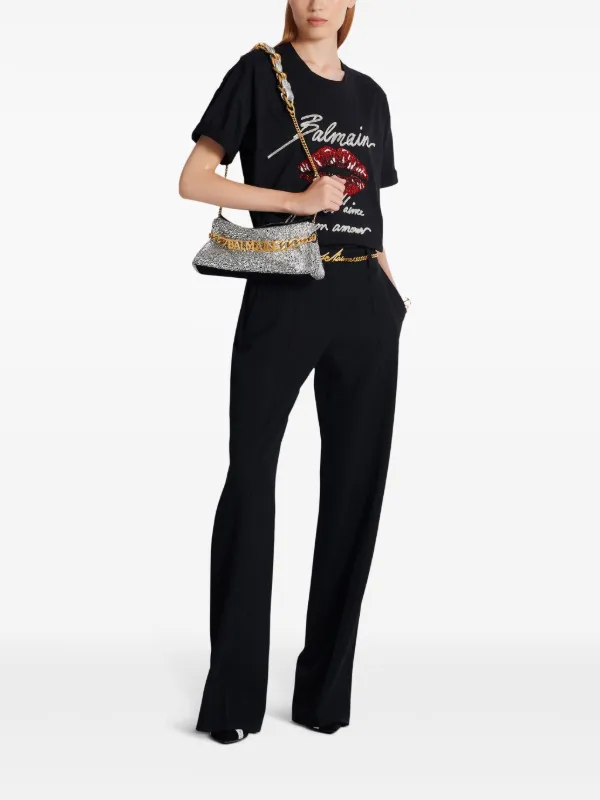 Balmain 1945 rhinestone-embellished Clutch Bag | Black | FARFETCH