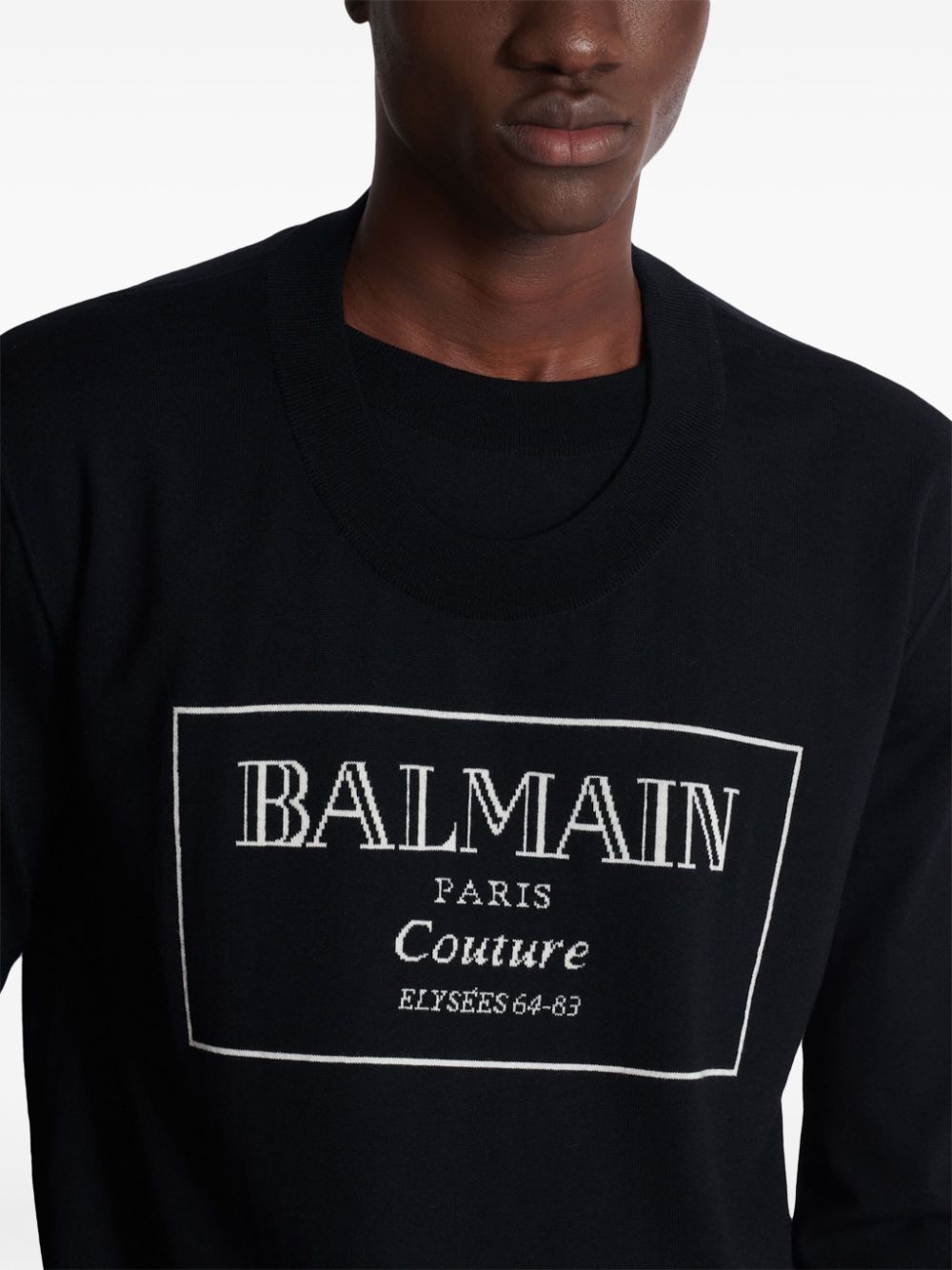 Cheap Balmain Couture Label-intarsia jumper Men