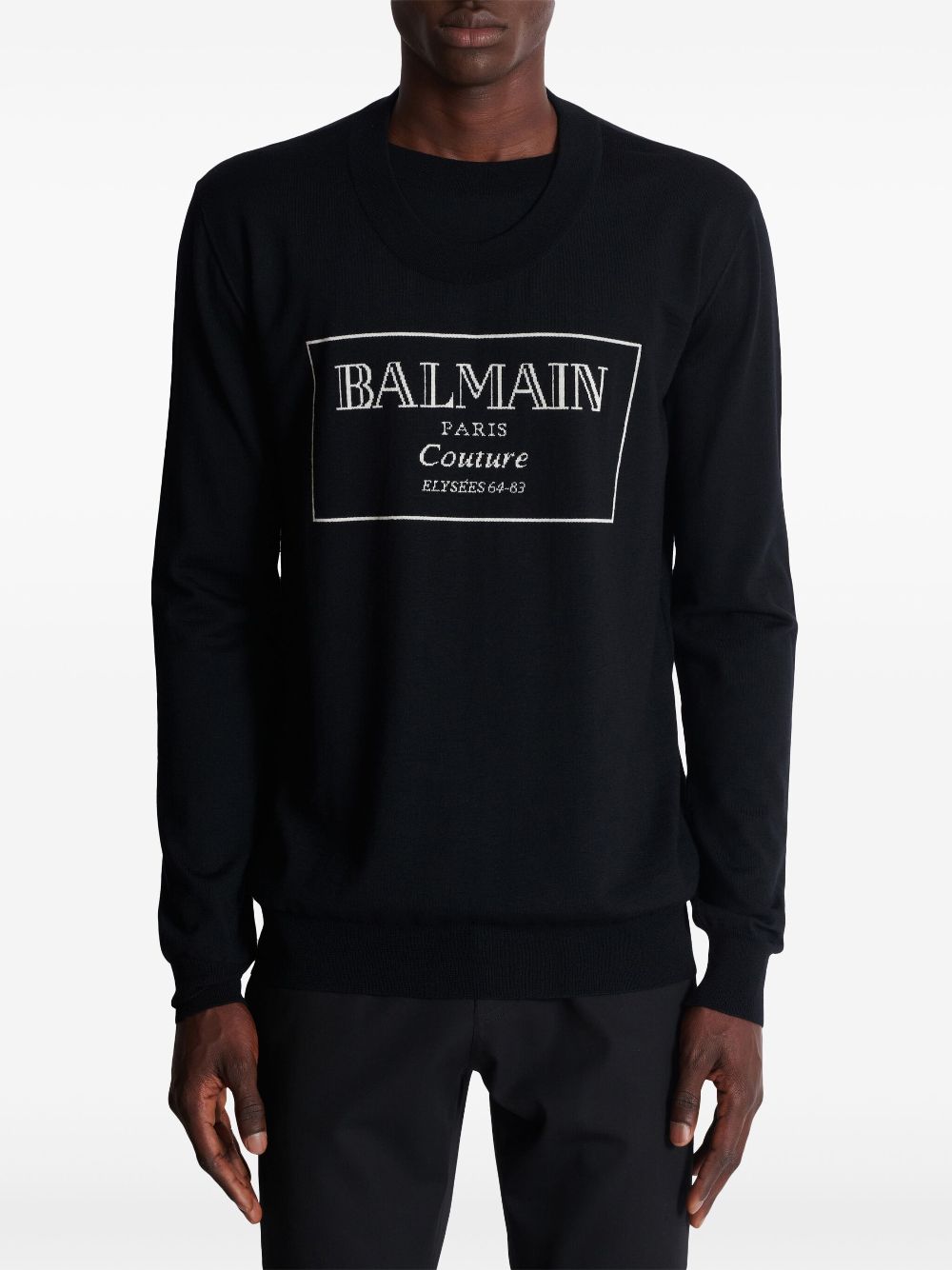 Cheap Balmain Couture Label-intarsia jumper Men