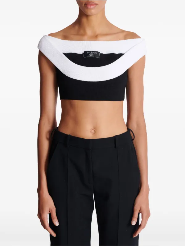 Balmain ribbed-knit Cropped Top Black FARFETCH TR