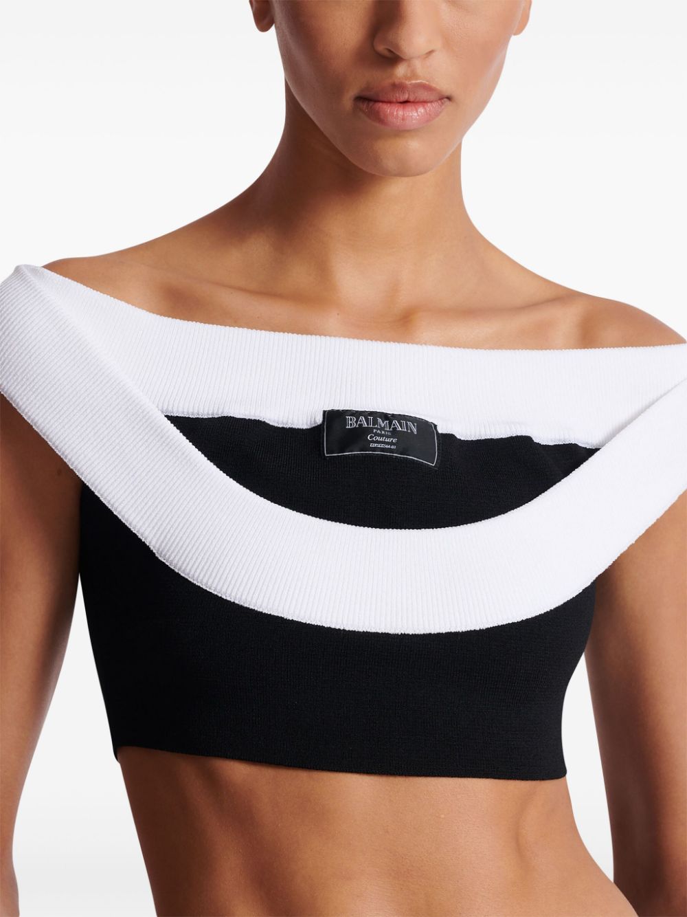 Affordable Balmain ribbed-knit cropped top Women