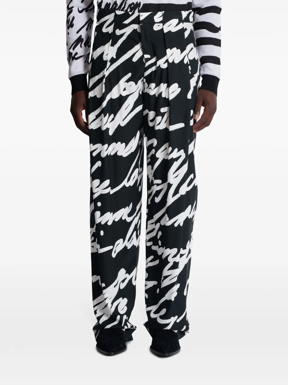 Balmain Love Letter geplooide broek Zwart
