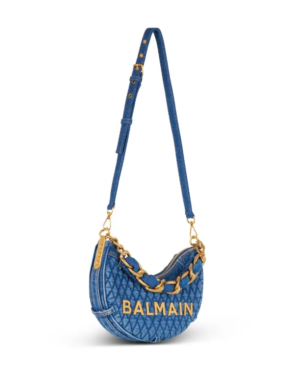 Balmain 1945 Soft Moon Denim Shoulder Bag | Blue | FARFETCH