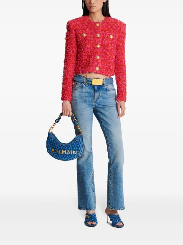 【関税＆送料込み】Balmain Soft Moon Denim 1945 Shoulder Ba Balmain 1945 Soft Moon Denim Shoulder Bag | Blue | FARFETCH OM