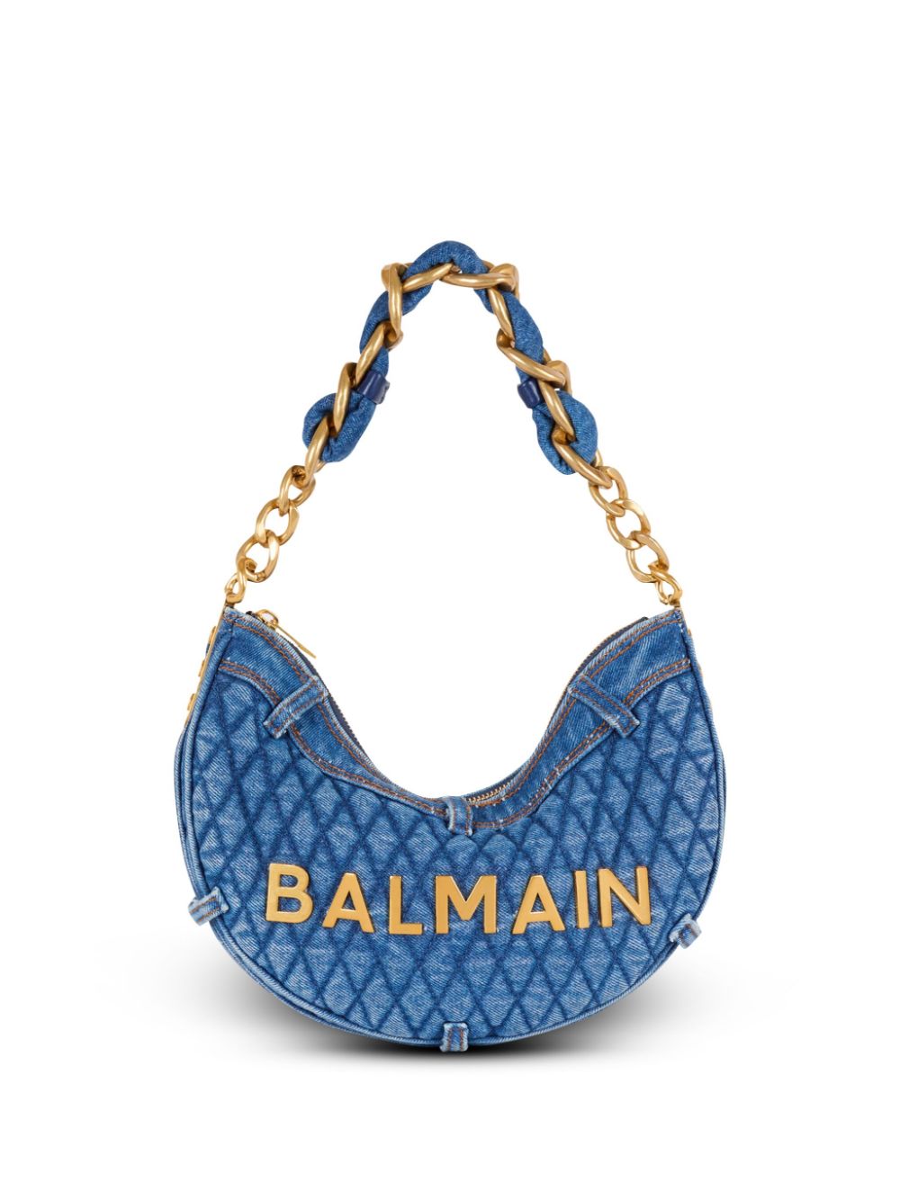 Balmain 1945 Soft Moon denim shoulder bag - Blue