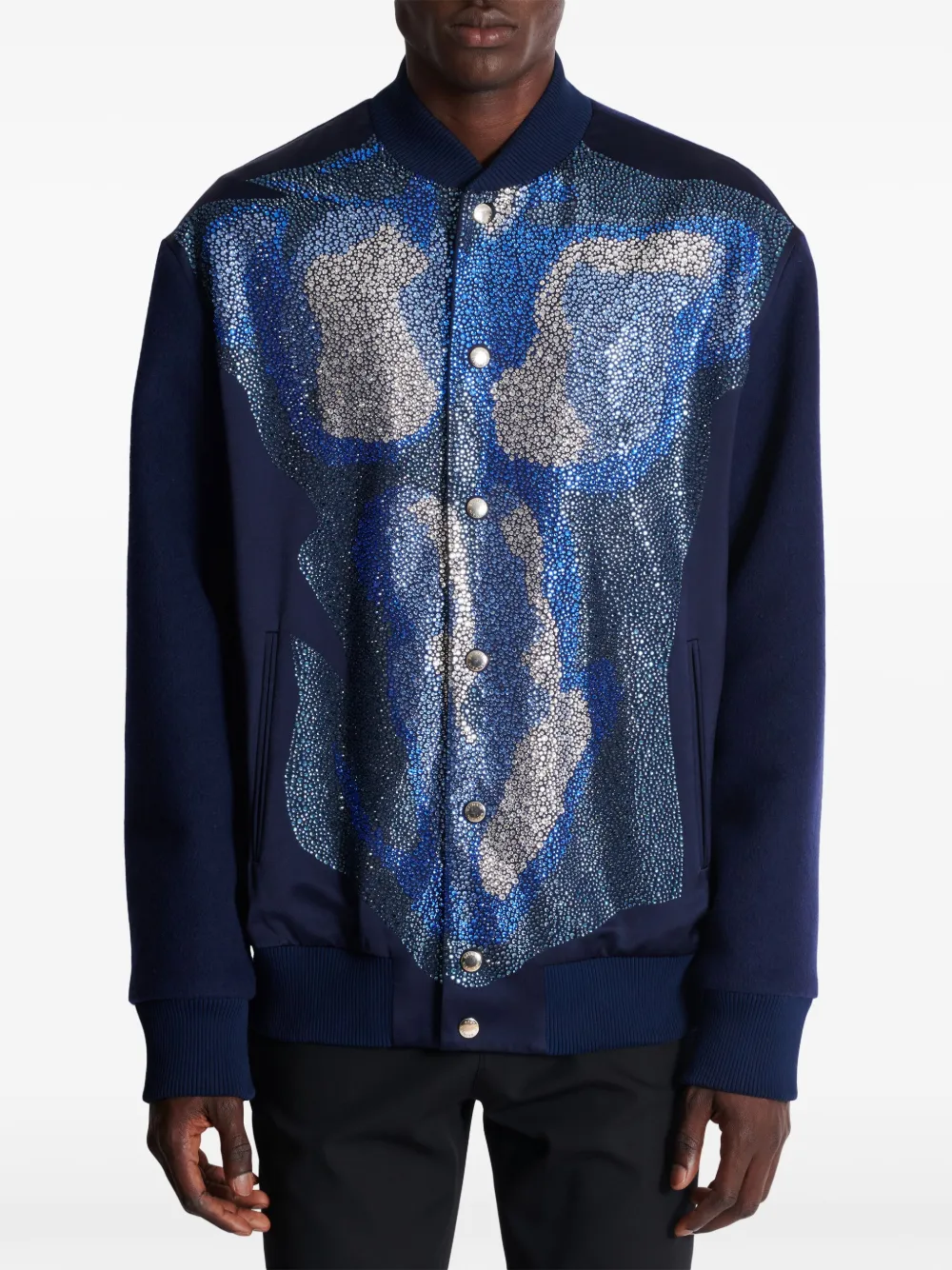 Balmain Trompe L'oeil-print Jacket In Blue