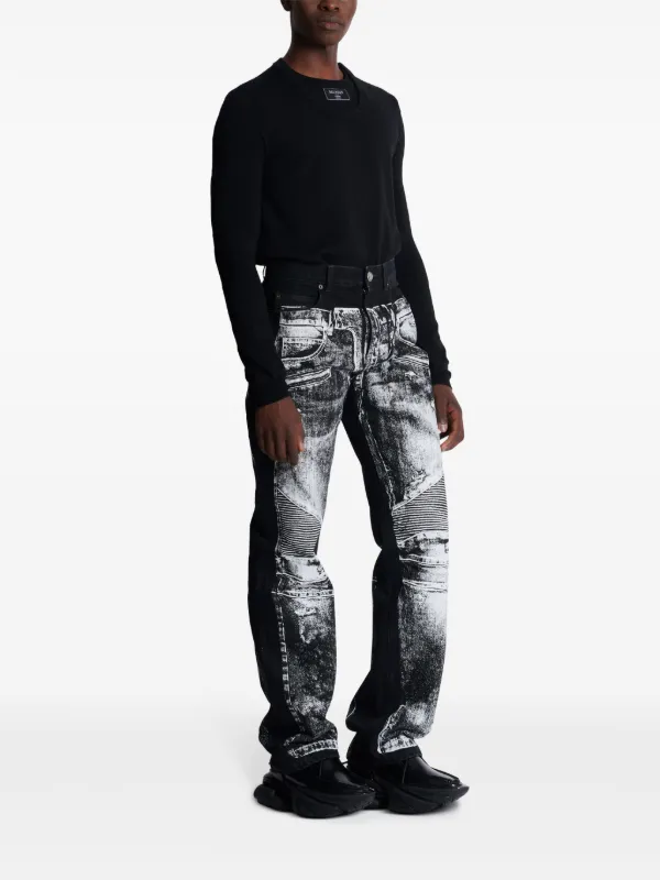 【関税＆送料込み】Balmain Ls 2 Pkts Denim Trompe L`A’il Ca Balmain Trompe l'oeil-print Jeans | Black | FARFETCH