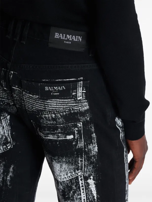 Balmain Trompe l'oeil-print Jeans | Black | FARFETCH