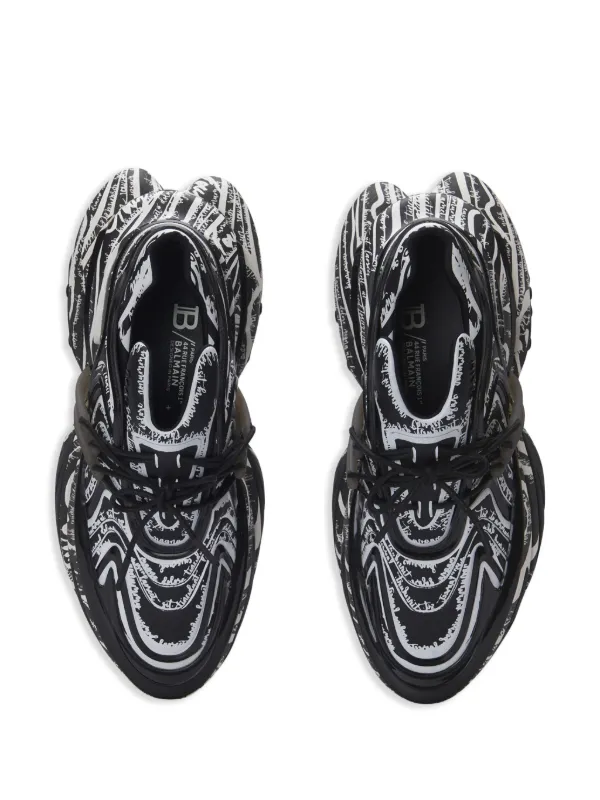 24AW◆BALMAIN◆Unicorn Wave レザースニーカー ホワイト ロゴ Unicorn Wave sneakers in neoprene and calfskin - Men | BALMAIN