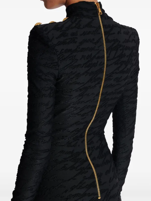 【関税込み】Balmain ホワイト＆ブラック モノグラム ミニドレス Balmain モノグラム ミニドレス | ブラック | FARFETCH JP