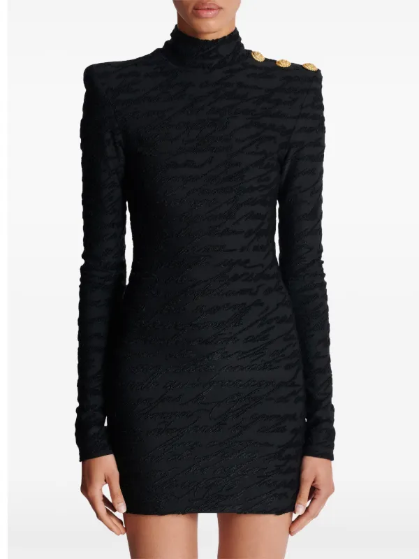 Balmain monogram-pattern Mini Dress | Black | FARFETCH
