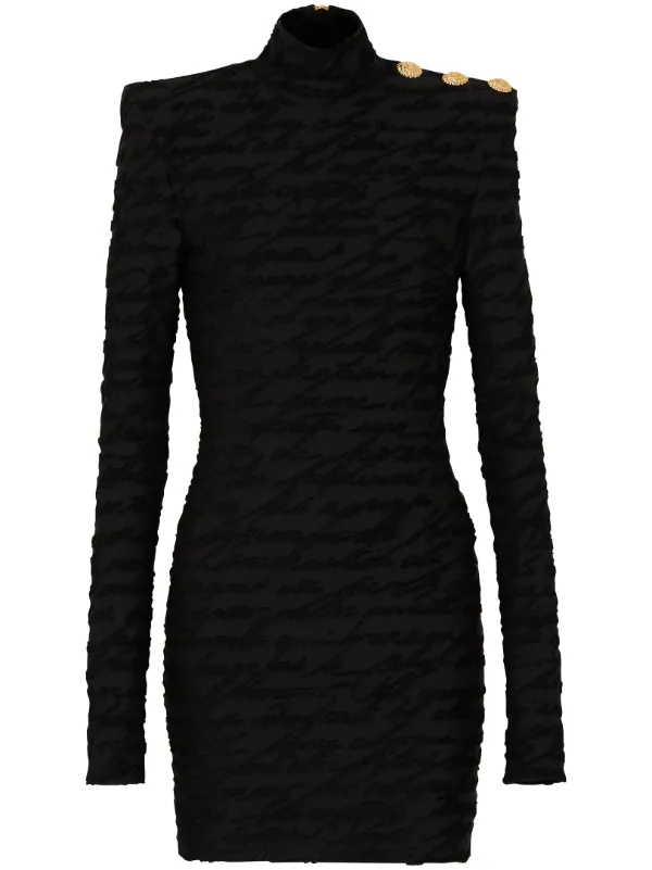 【関税込み】Balmain ホワイト＆ブラック モノグラム ミニドレス Balmain モノグラム ミニドレス | ブラック | FARFETCH JP