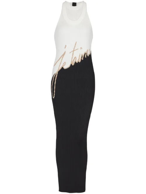 Robe mi-longue à logo intarsia - Balmain - Modalova