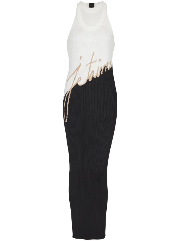 送料関税込【BALMAIN】ニットドレス Balmain インターシャニット ドレス | ブラック | FARFETCH JP
