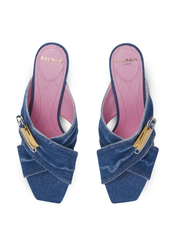 【Balmain】MULE SAFETY PIN-DENIM◆EN1UR079TDMS Denim Safety Pin mules - Women | BALMAIN