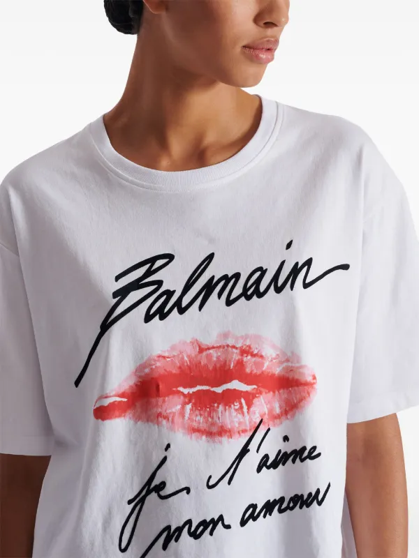【関税込み】Balmain ホワイト Balmain Paris プリントTシャツ T-shirt with Balmain Paris print - Men | BALMAIN