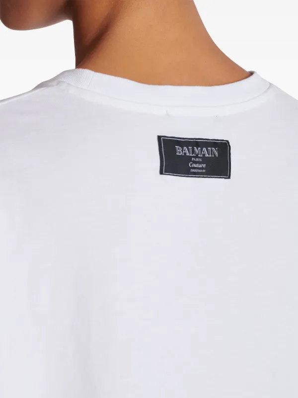 【関税込み】Balmain ホワイト Balmain Paris プリントTシャツ T-shirt with Balmain print - Women | BALMAIN