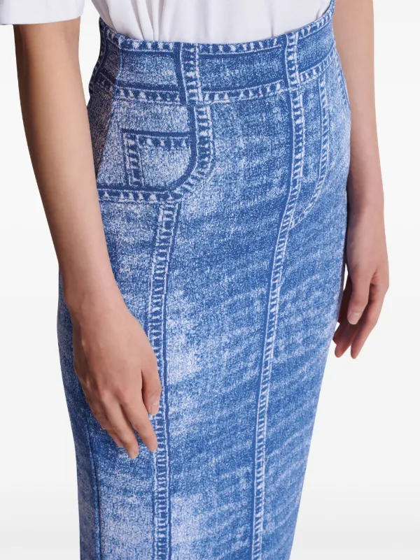 Balmain Denim Midi Skirt | Blue | FARFETCH JO