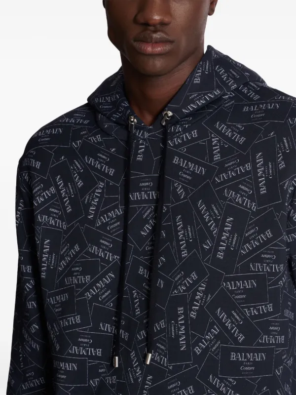【関税込み】Balmain ブラック Balmain Couture Label フーディ Balmainのブラック Balmain Couture Label フーディがセール中