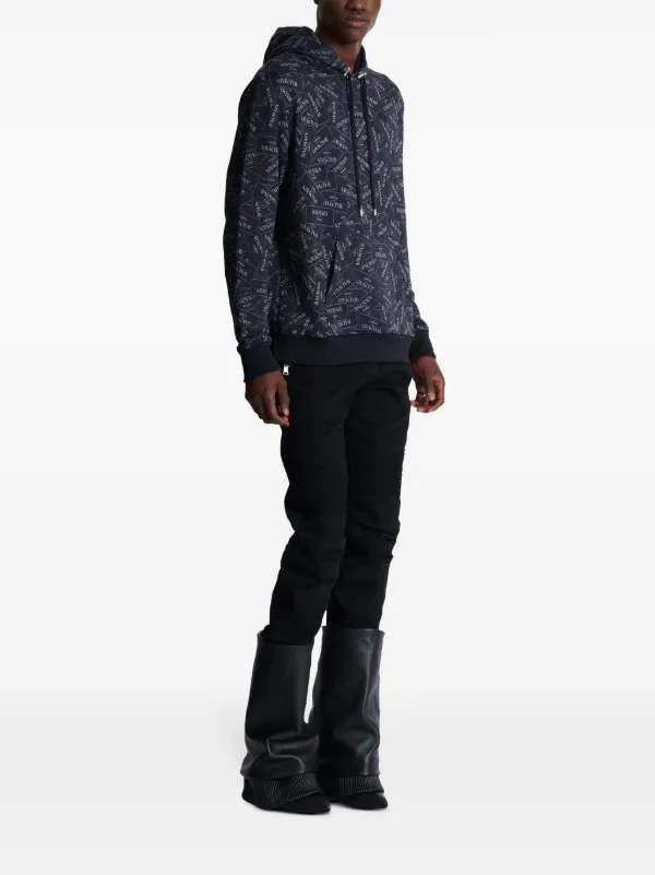 【送料&関税込】Balmain Logo Print Hoodie Printed Balmain Paris hoodie black black - Men | BALMAIN