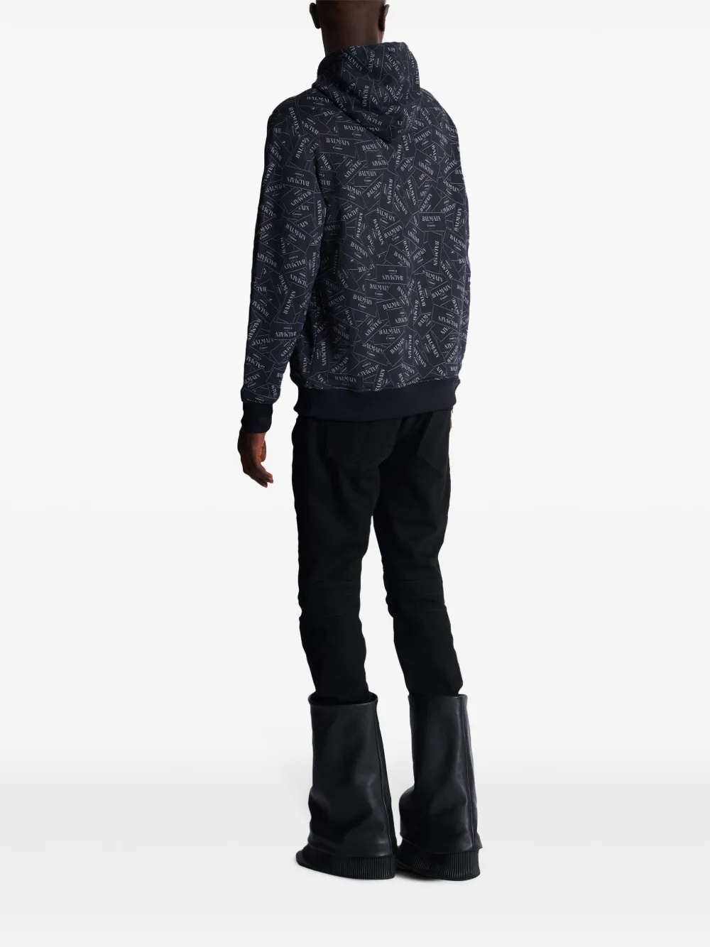 Balmain Hoodie met Couture Label-print Zwart