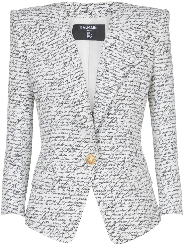 Balmain Love Letter Tailored Jacket in White