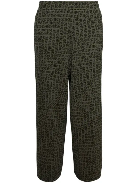 VETEMENTS monogram-print cotton wide-leg trousers