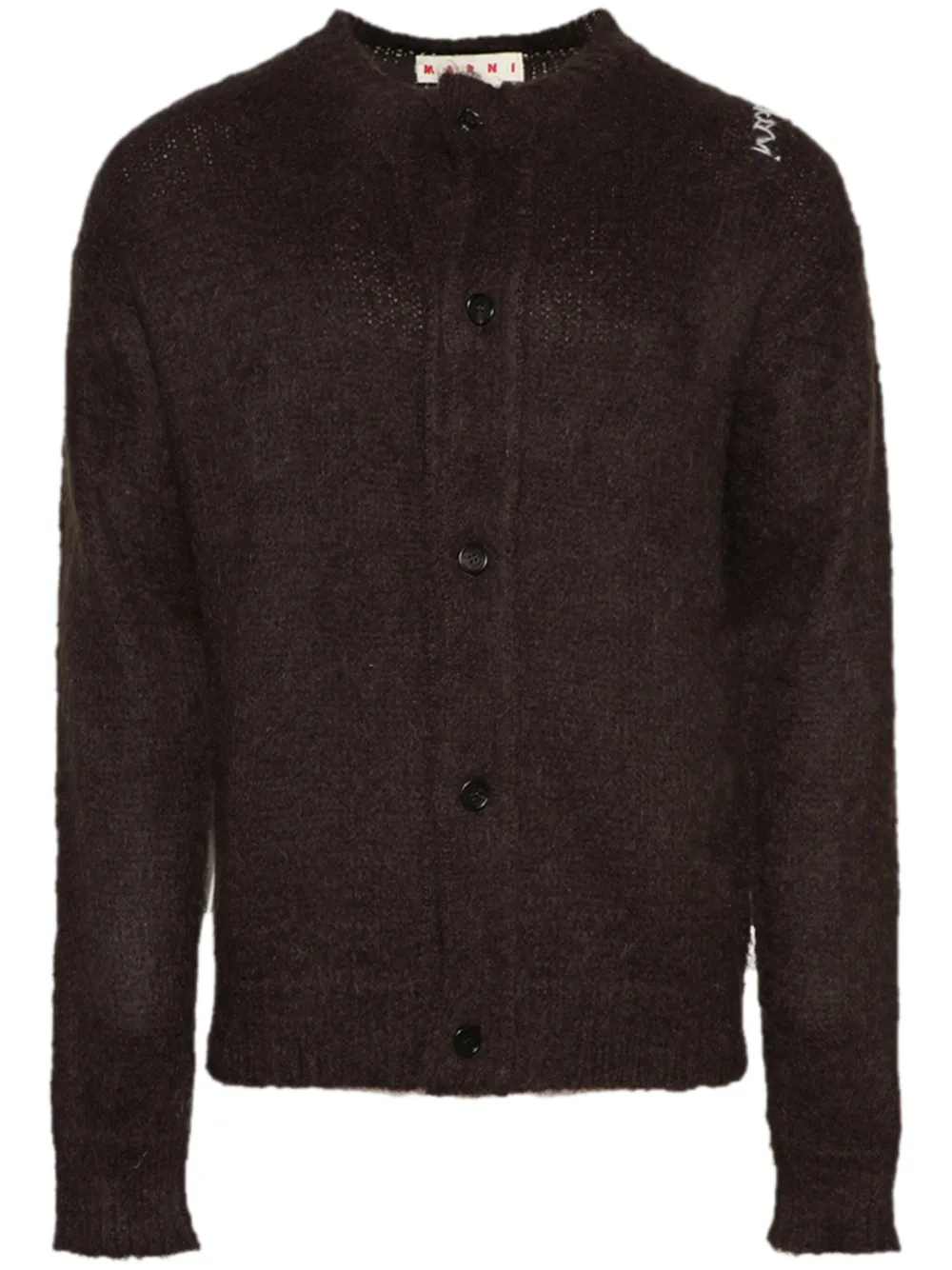 Marni embroidered logo detailing cardigan - Brown
