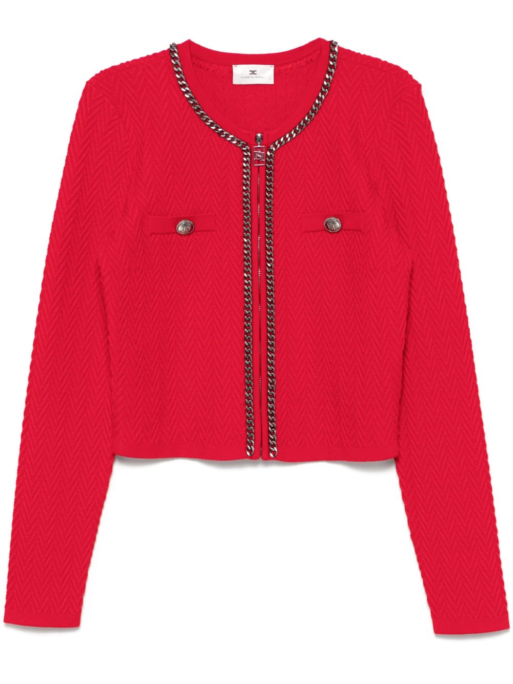 Elisabetta Franchi herringbone-stitch cardigan - Red