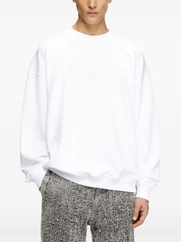 ★DIESEL★ S Mart Vigobal Sweatshirt Bright White A037900JYY Diesel S-Mart-Bigoval Sweatshirt | White | FARFETCH