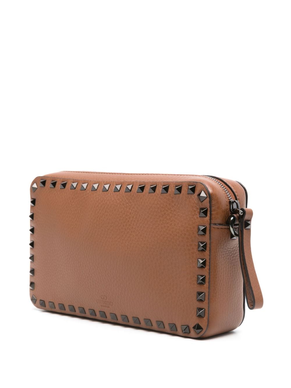 Shop Valentino Rockstud-embellished Shoulder Bag In Brown