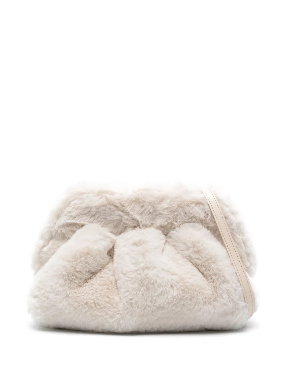Themoirè Tia schoudertas van imitatiebont Beige