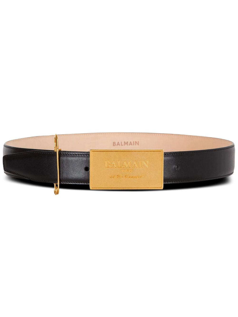 Balmain Leren riem met logoplakkaat Zwart