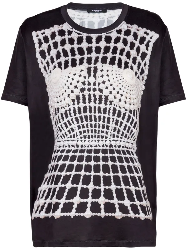 Tシャツ・カットソー BALMAiN Trompe l'oeil t-shirt 25793267_55977255_600.jpg