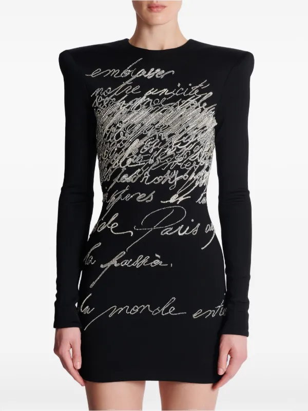 balmain paris black dress Short With Love Letter Embroidery | balmain jacket