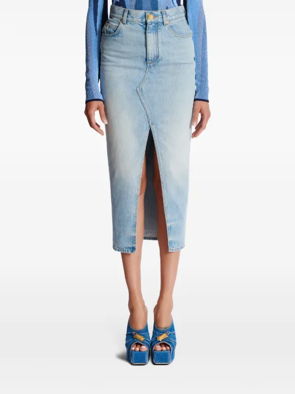 balmain デニムスカート Balmain デニムスカート | ブルー | FARFETCH JP