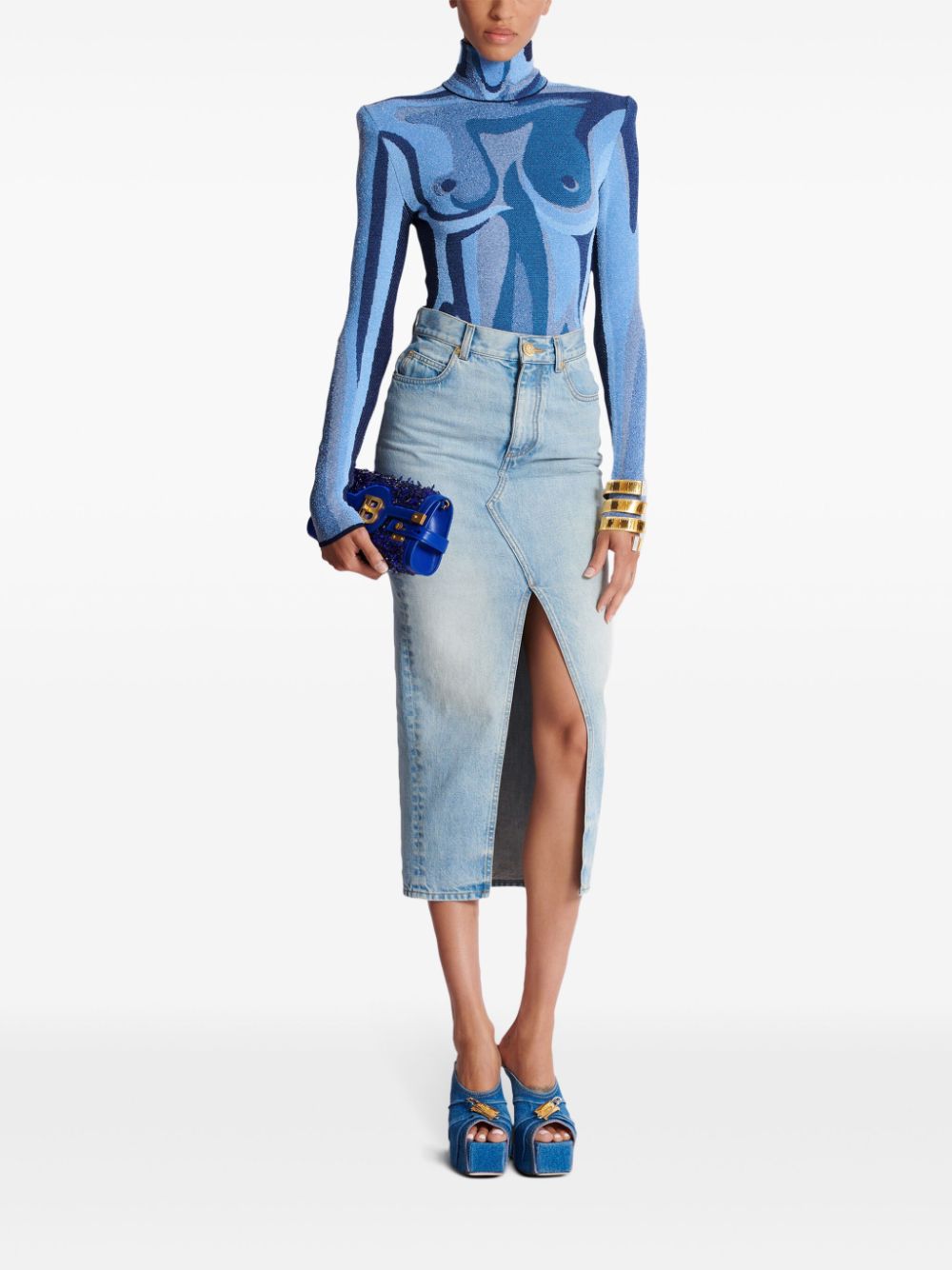 Balmain Midi-spijkerrok - Blauw