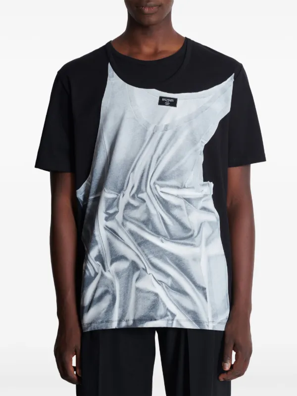 Balmain graphic-print T-shirt | Black | FARFETCH AO