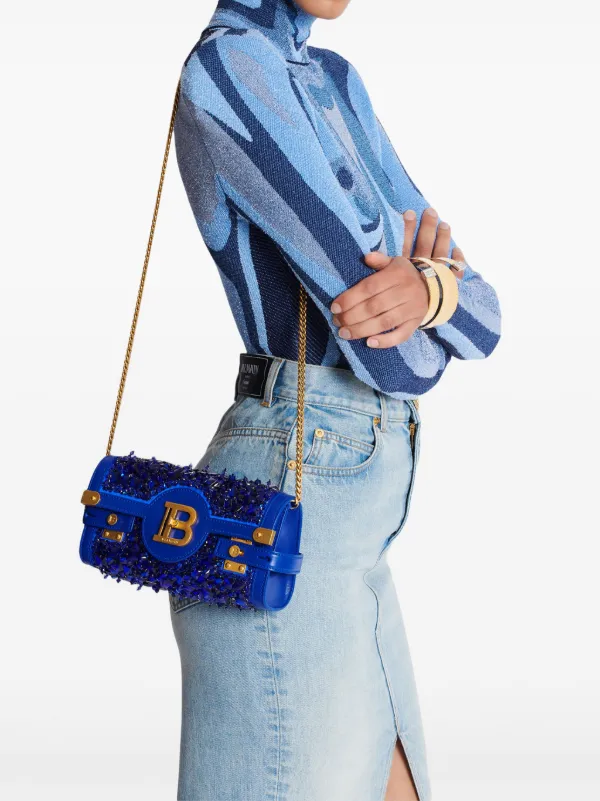 Balmain☆VIP価格 B-Buzz 23 エンボス ショルダーバッグ Small B-Buzz Top Handle bag in grained leather black black