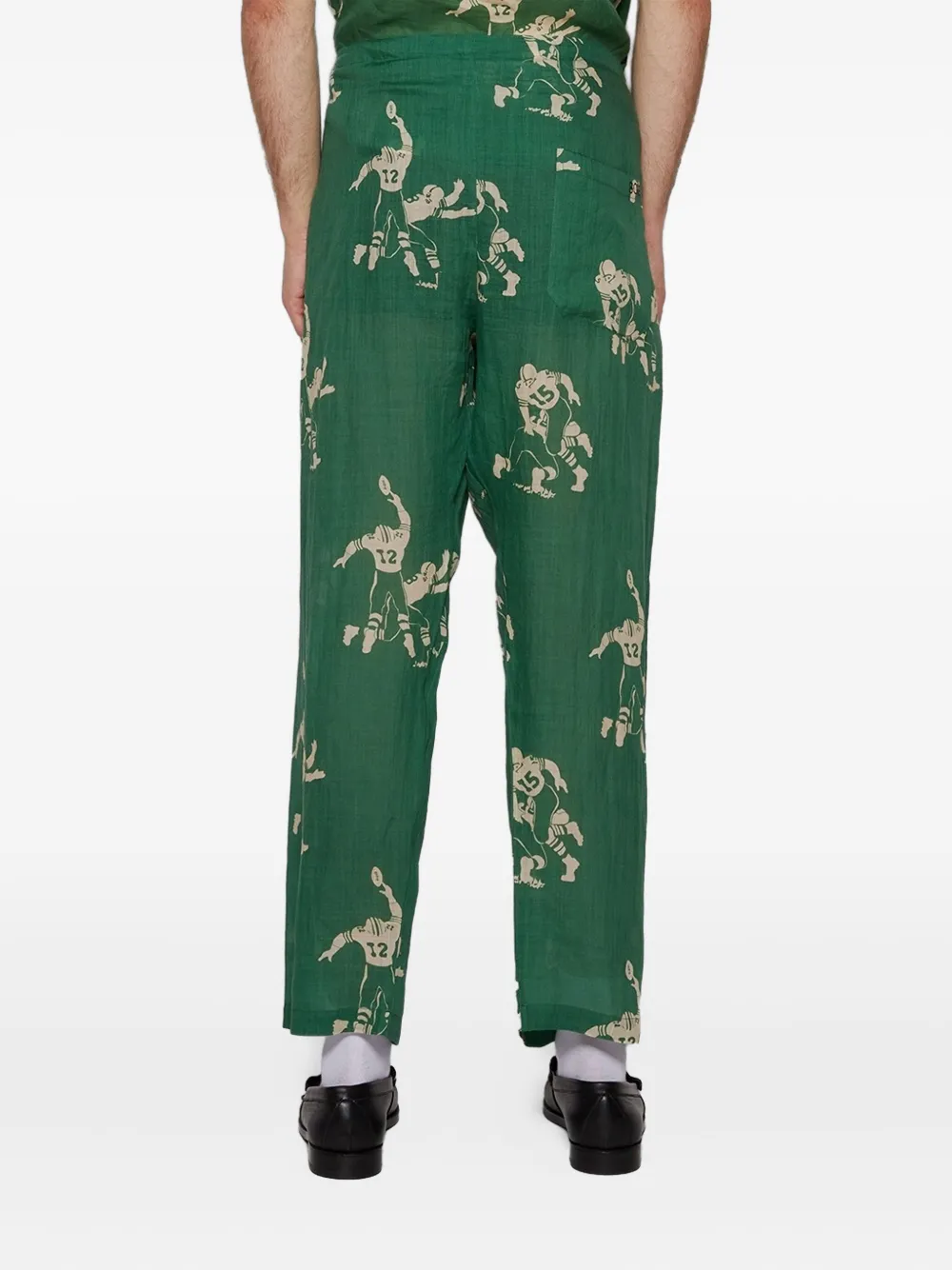 Bode Football-print Pajama Trousers In Green