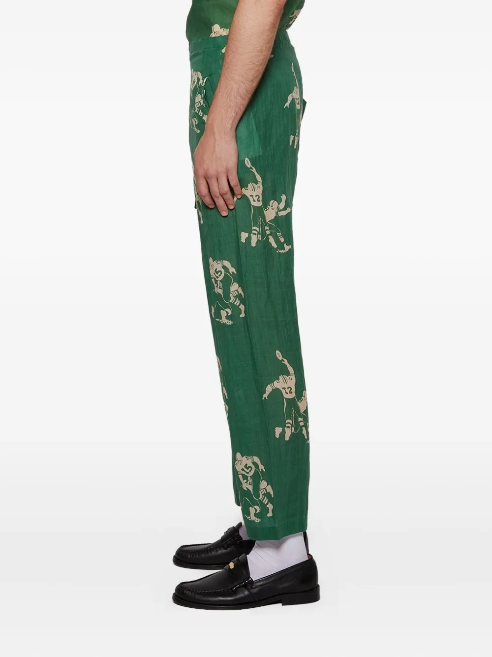 BODE football-print pajama trousers | Green | Image 1