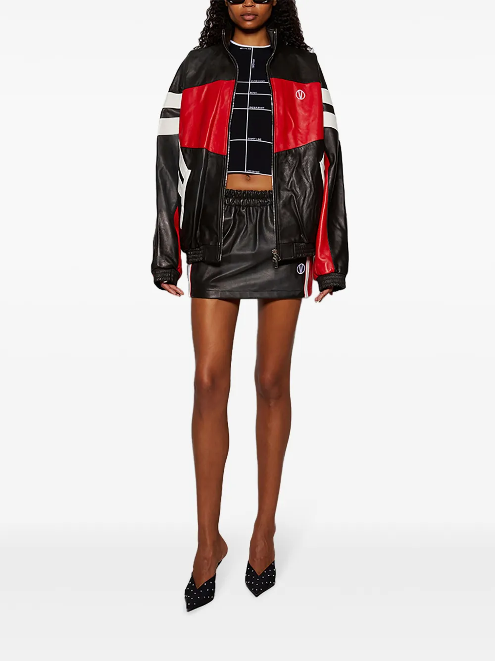 Vetements Logo-embroidered Leather Mini Skirt In Black