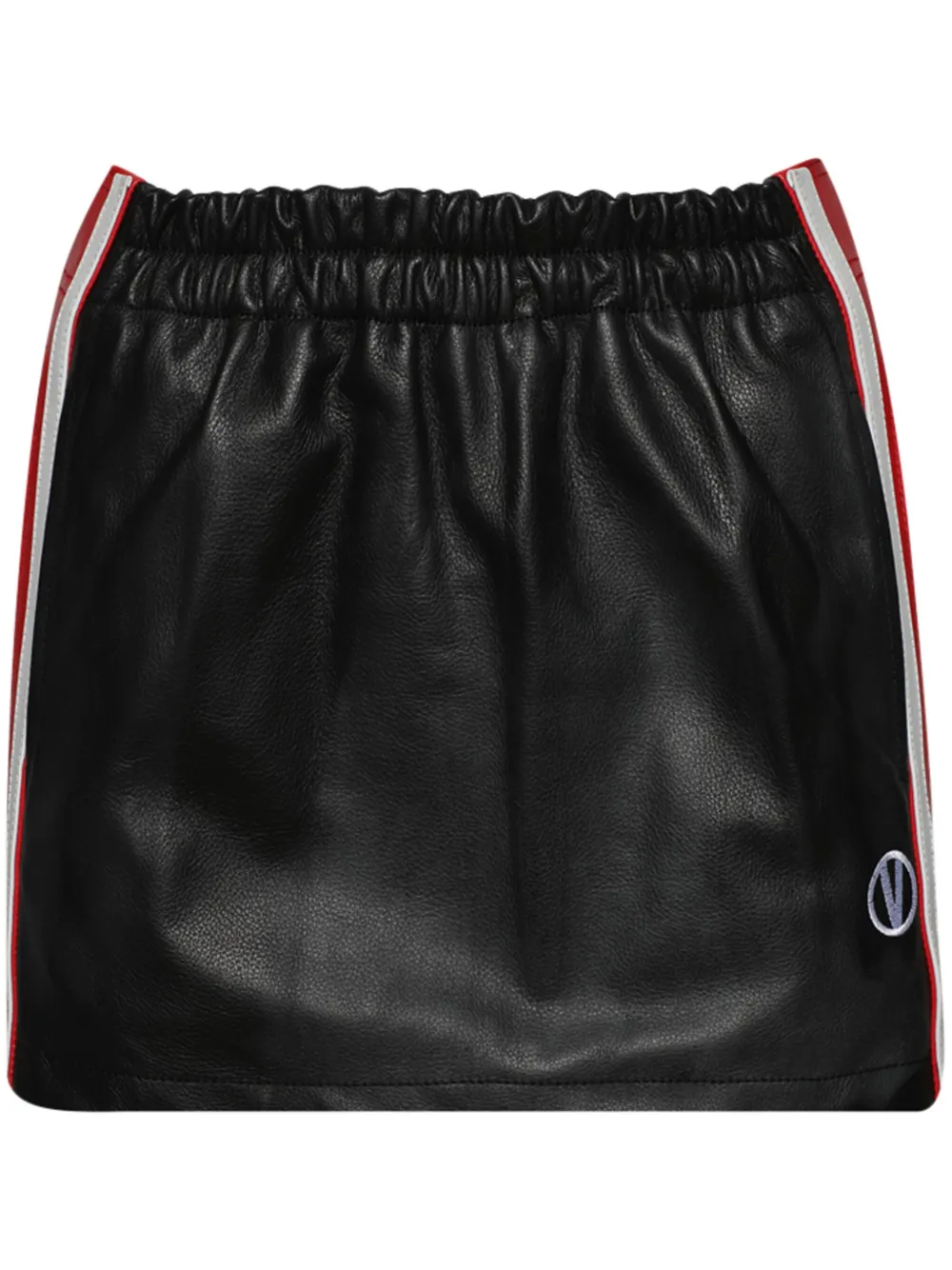 Vetements Logo-embroidered Leather Mini Skirt In Black