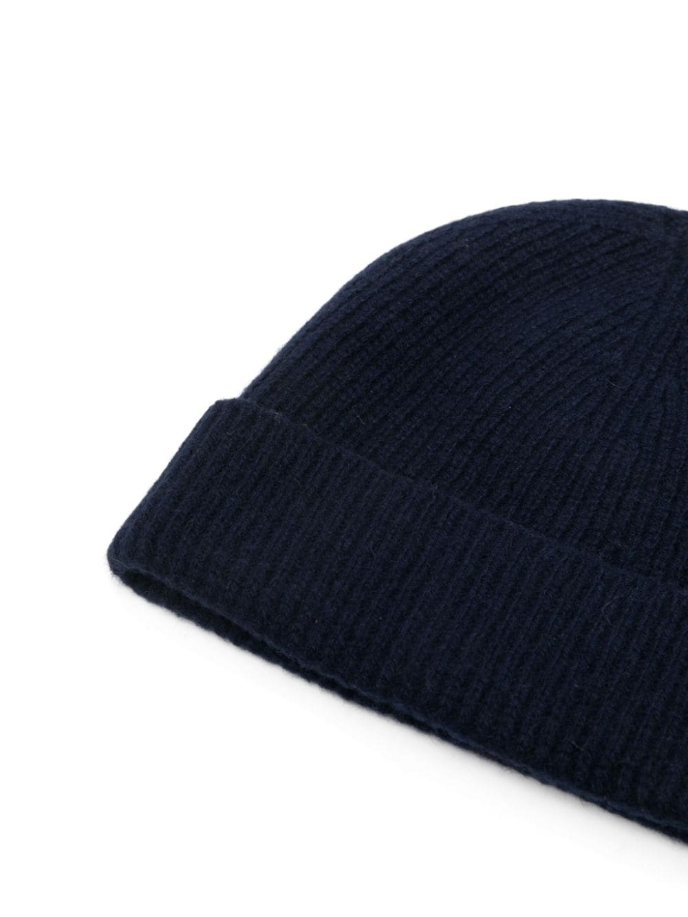 Shop Sunspel Cashmere Ribbed Beanie Hat In Blue