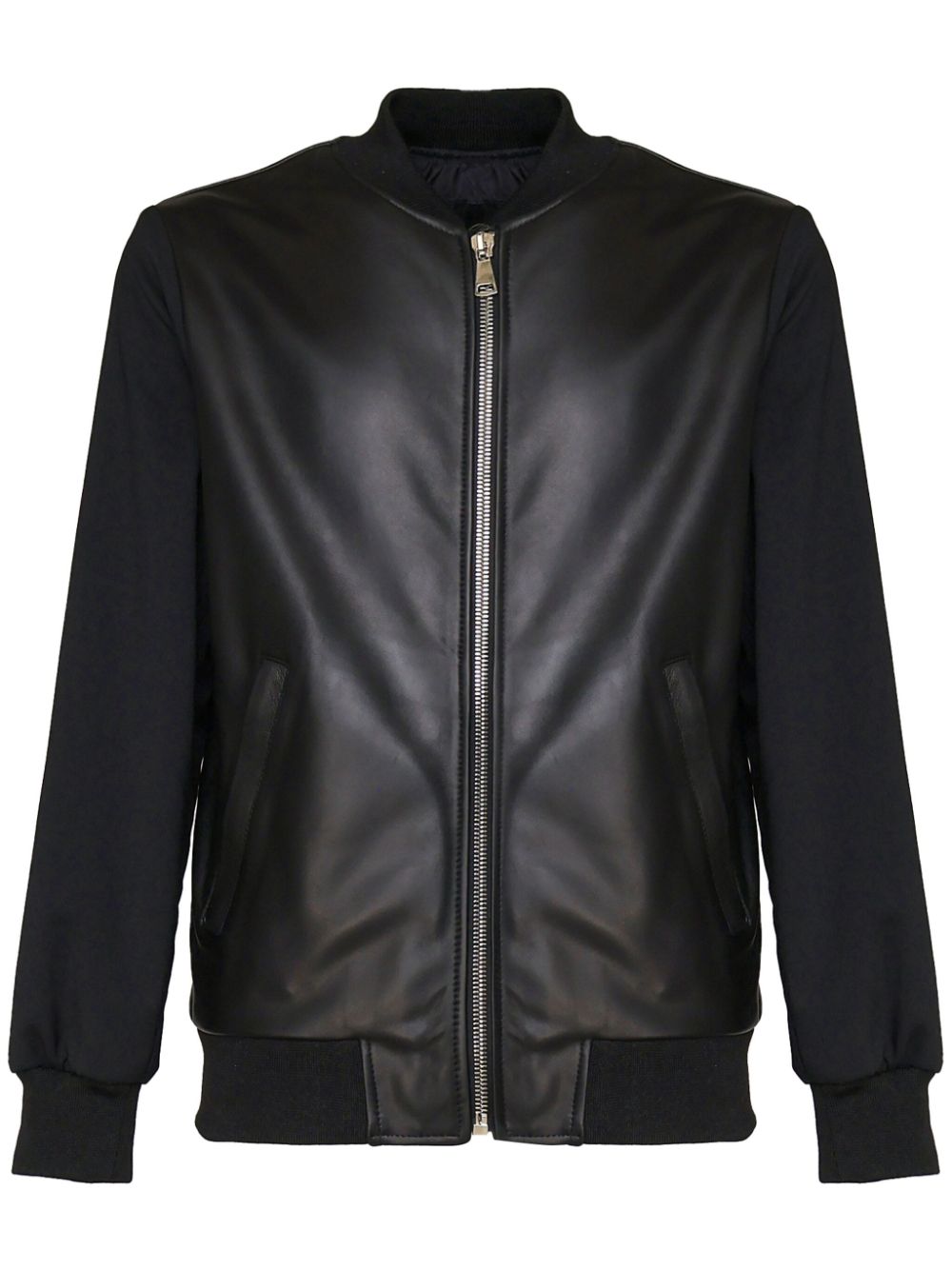 Giuliano Galiano Leather Bomber Jacket In Black