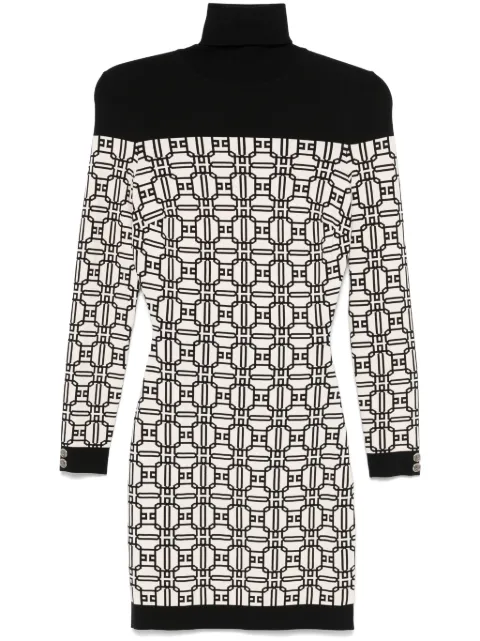 Elisabetta Franchi jacquard-logo roll-neck mini dress