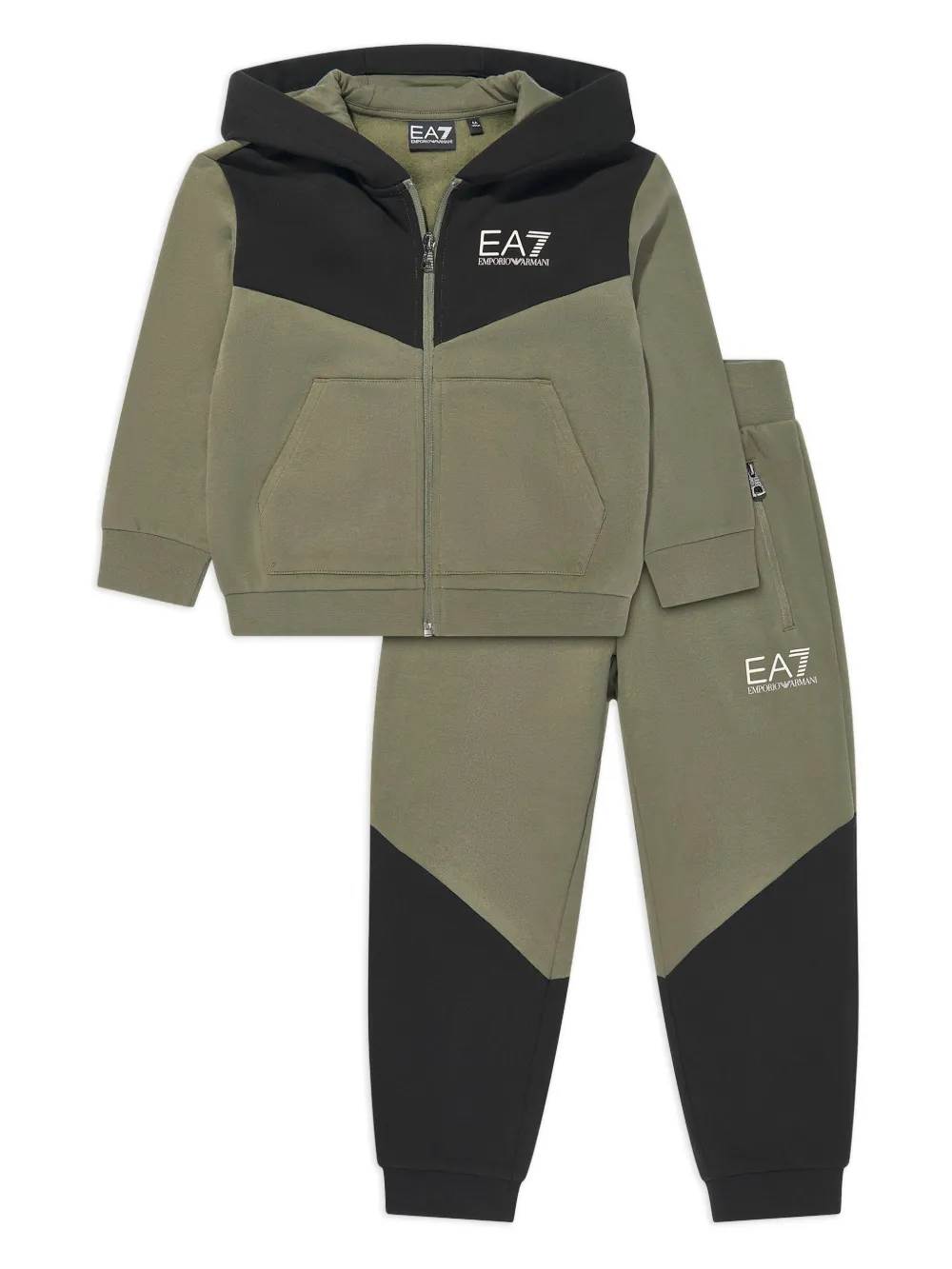 Emporio Ar i Kids Trainingspak met logoprint Groen